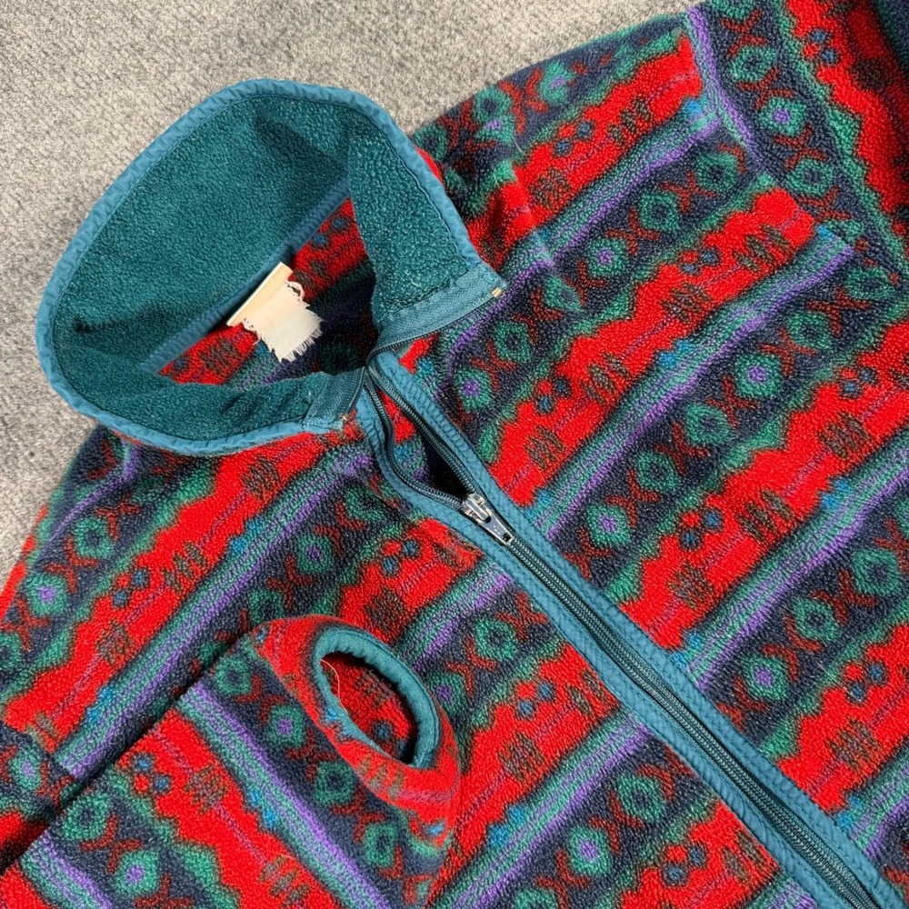 Vintage 90s L.L.Bean Fleece Jacket Full Zip Aztec Southwestern Mens M #4370